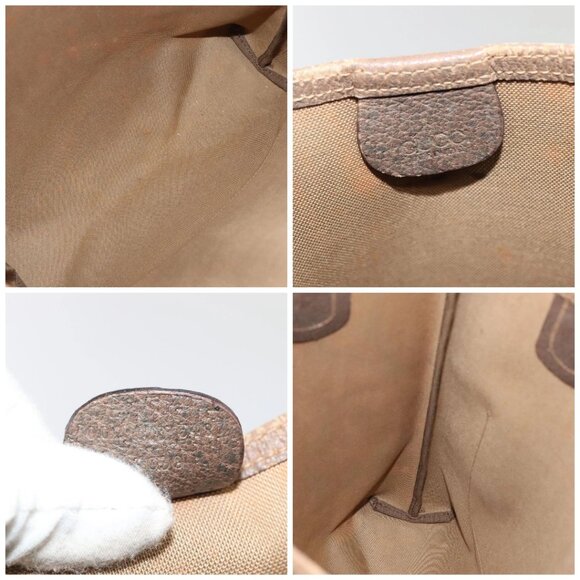 GUCCI GG Supreme Web Sherry Line Tote Bag PVC Leather Beige Auth 89625 - Picture 15 of 16